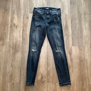 Mother Undone Hem Looker Distressed Skinny Ankle Jeans Size 25